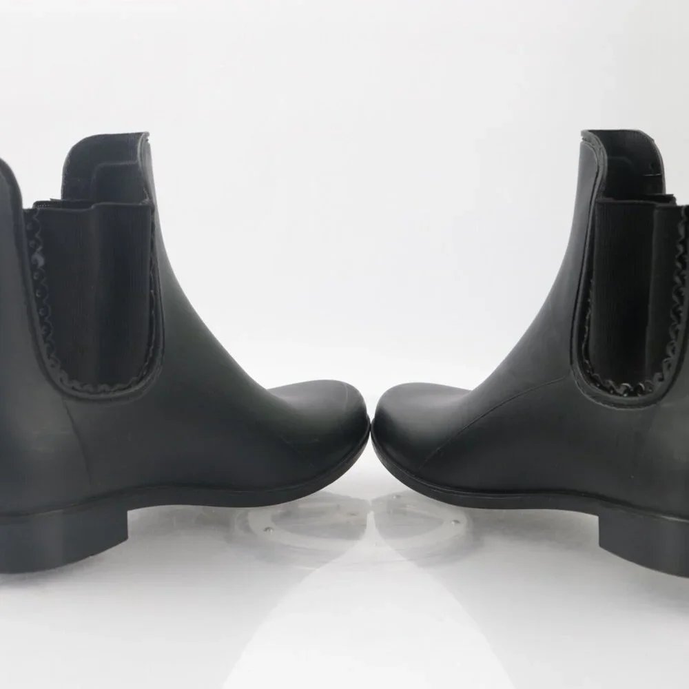 Jack Rogers Womens Sallie‎ Rain Boot Size 8 Black Rubber Pull On Chelsea Bootie